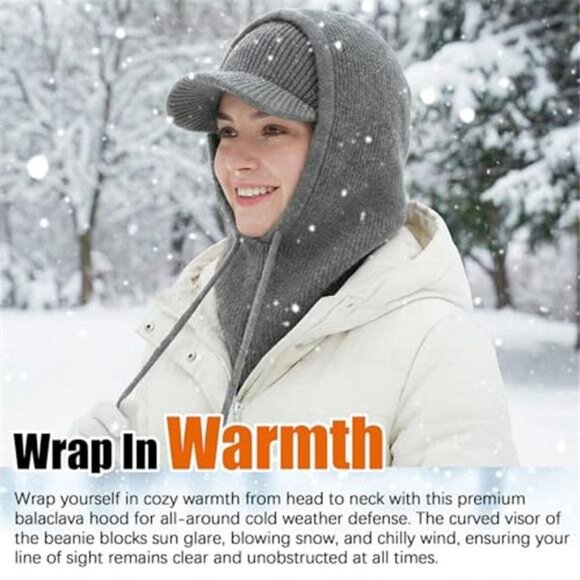 Women\'s Two-Piece Set Windproof Warm Balaclava Visor Hat main image 6